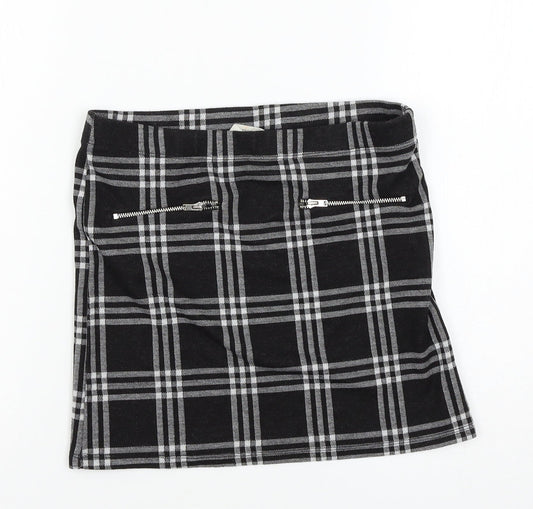 Miss E-vie Girls Black Check Jersey A-Line Skirt Size 10-11 Years
