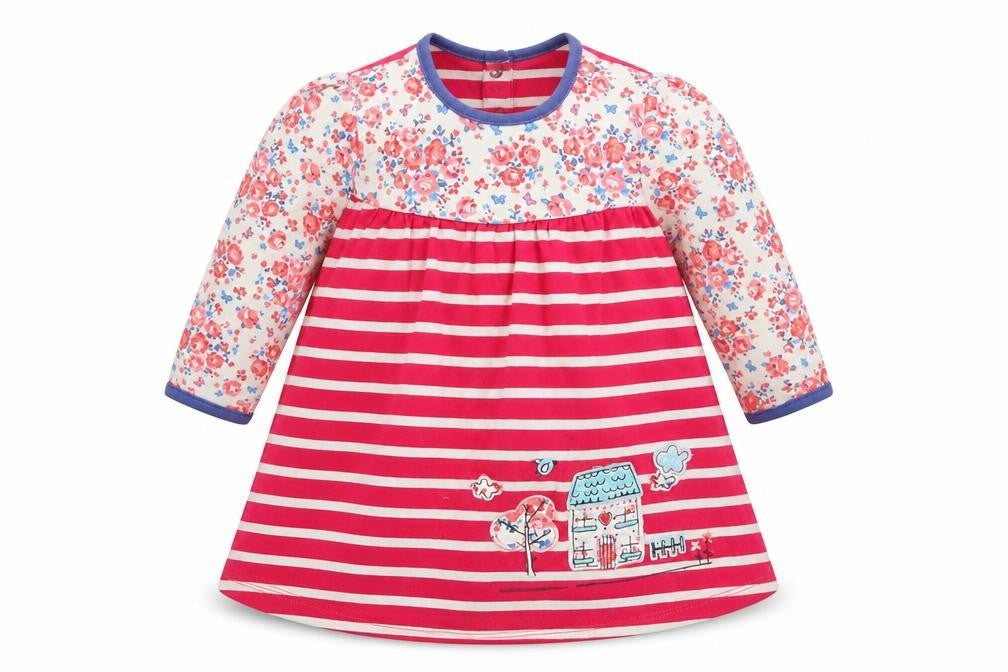 Mini Club Girls Pink Floral  T-Shirt Dress  Size 6-9 Months