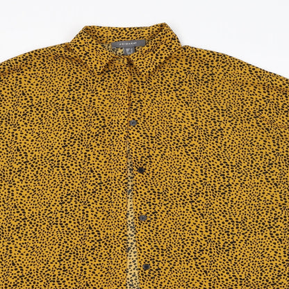 Preloved Primark Womens Orange Animal Print  Basic Button-Up Size 8 - Detail
