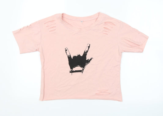 Preworn Womens Pink   Cropped T-Shirt Size M