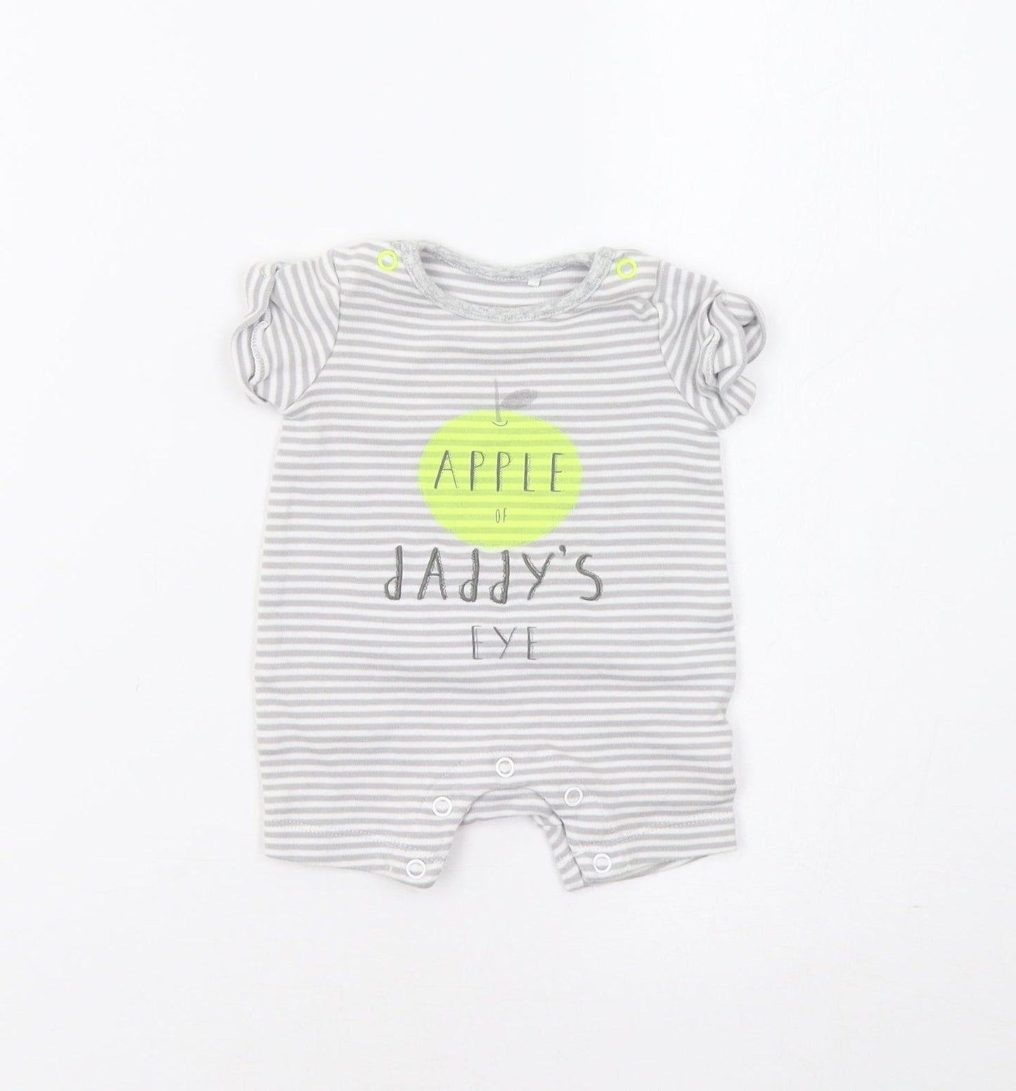 Mothercare Baby Grey Striped  Romper One-Piece Size 0-3 Months  - Apple