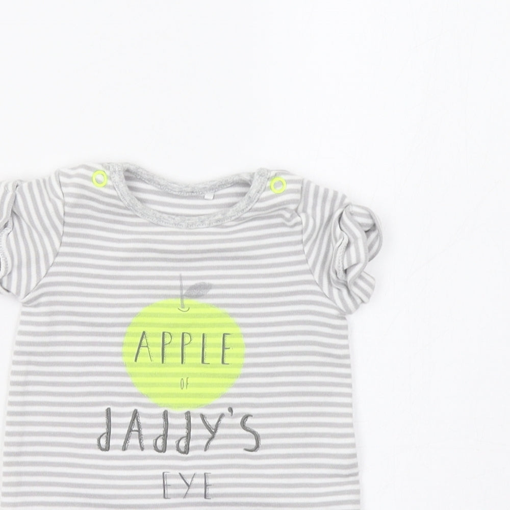 Mothercare Baby Grey Striped  Romper One-Piece Size 0-3 Months  - Apple