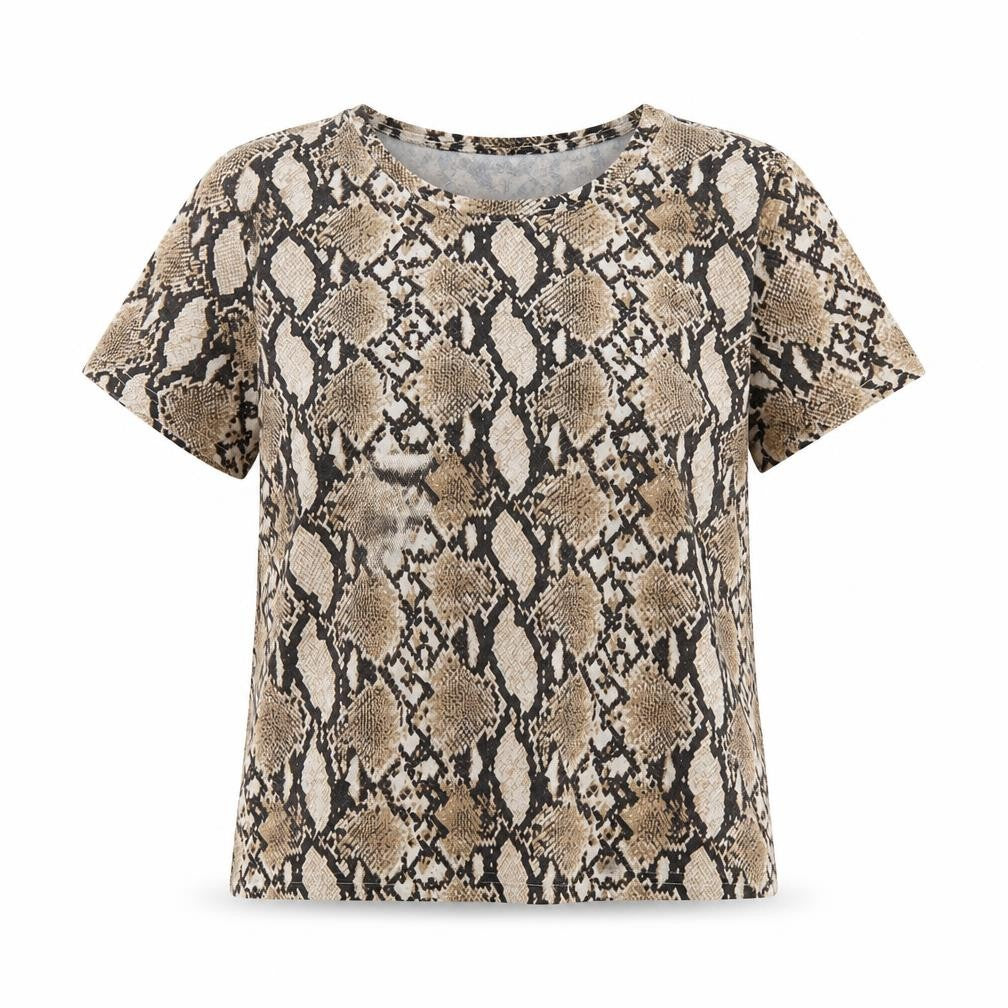 Bershka Womens Beige Animal Print  Basic Blouse Size M