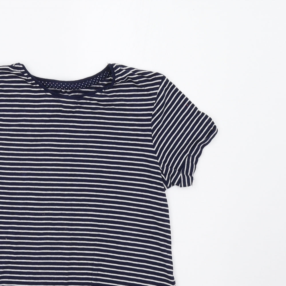 YD Girls Blue Striped  Basic Polo Size 8-9 Years