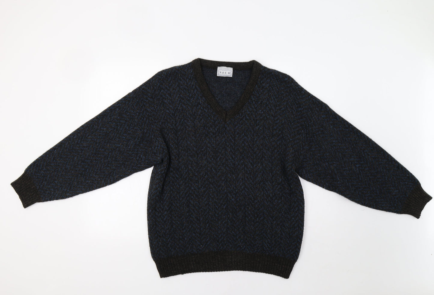 Nico Mens Brown Herringbone  Pullover Jumper Size M