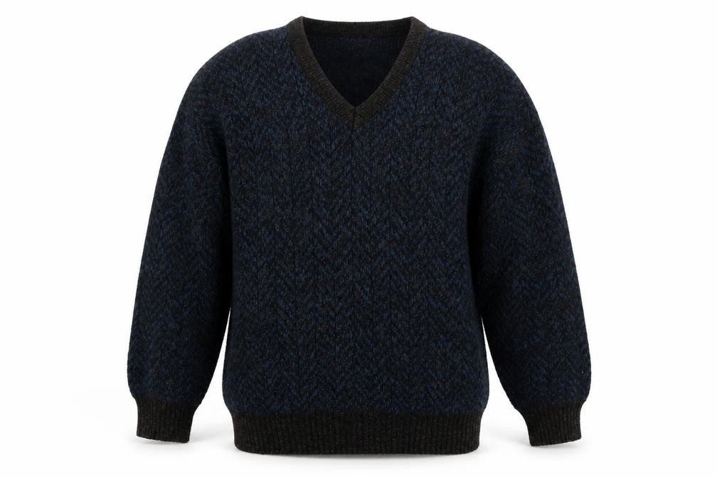 Nico Mens Brown Herringbone  Pullover Jumper Size M