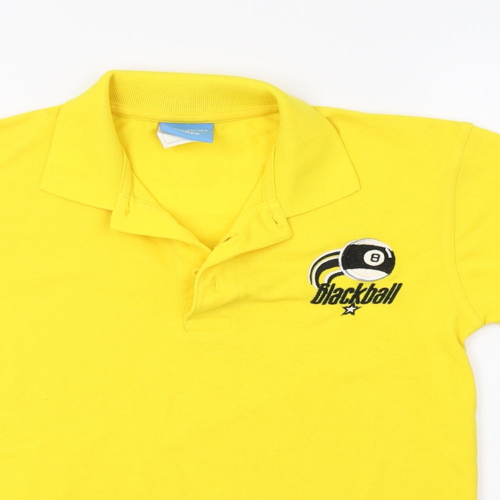 Uneek Boys Yellow   Basic Polo Size 9-10 Years  - Magic 8 Ball
