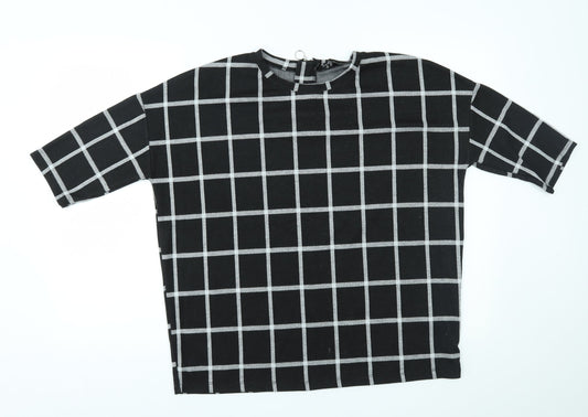 New Look Womens Black Check  Pullover Jumper Size 6