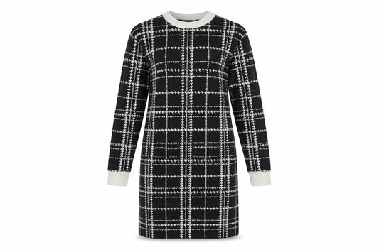 Next Womens Black Plaid  Jumper Dress  Size 10