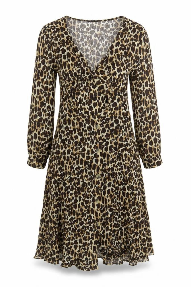NEXT Womens Gold Animal Print  A-Line  Size 10