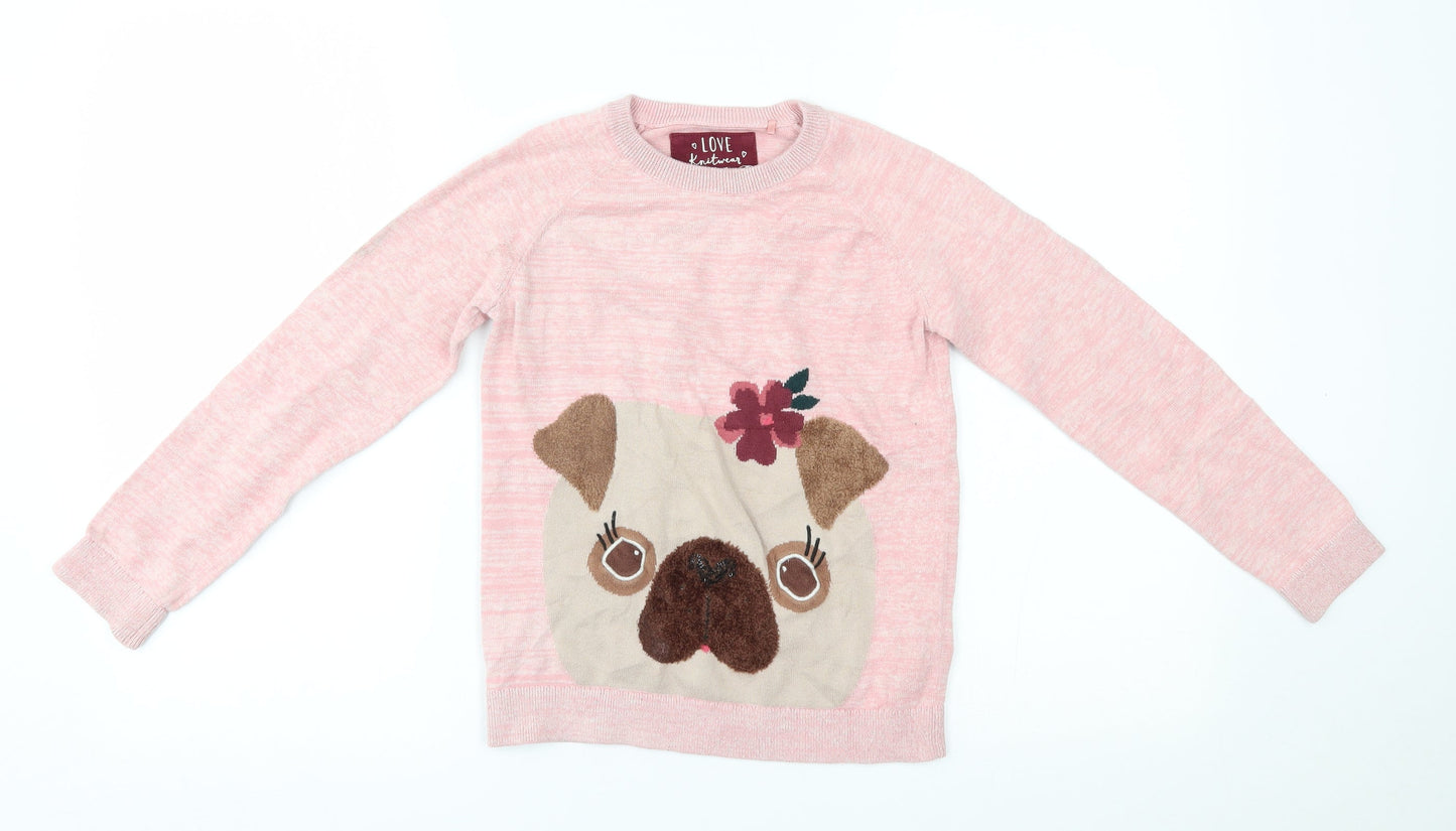 TU Girls Pink   Pullover Jumper Size 10 Years  - pug