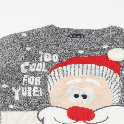 Preloved F&F Mens Grey   Pullover Jumper   - CHRISTMAS - Detail