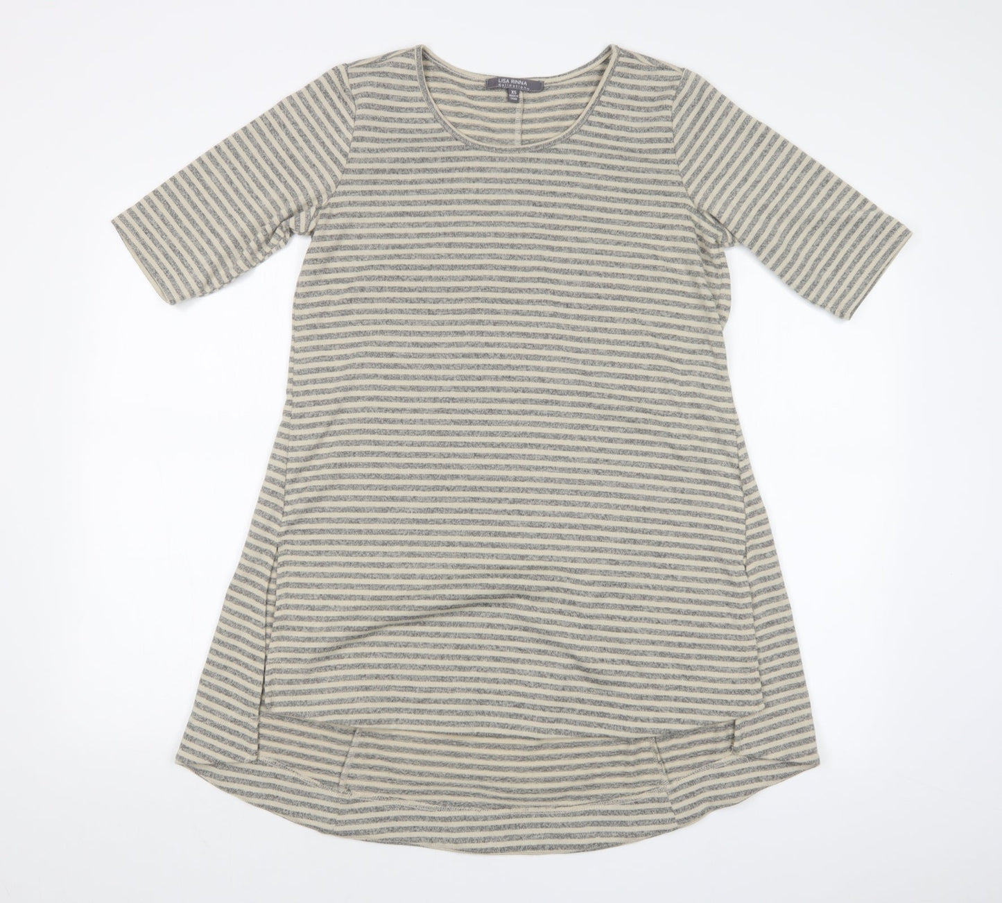LISA RINNA  Womens Multicoloured Striped  Basic T-Shirt Size XS