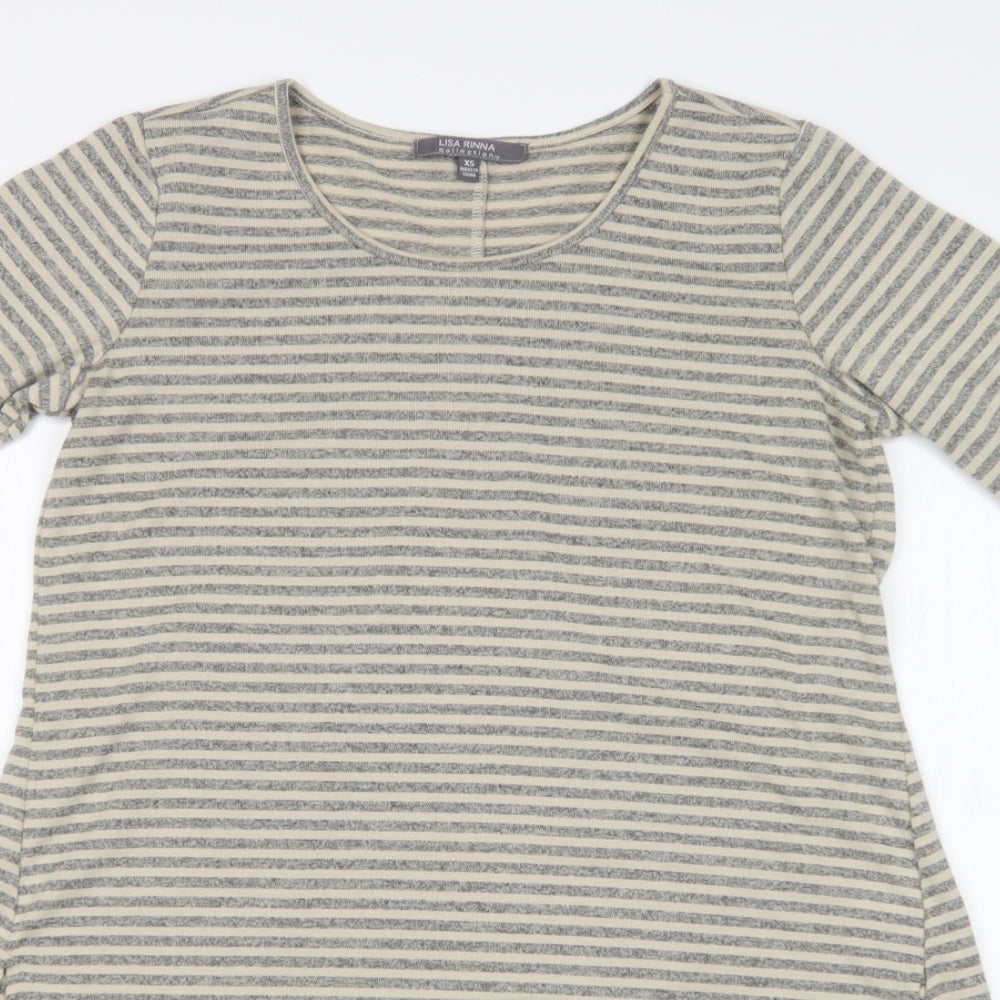 LISA RINNA  Womens Multicoloured Striped  Basic T-Shirt Size XS