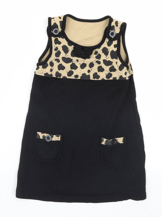 Preworn Girls Black Animal Print  A-Line