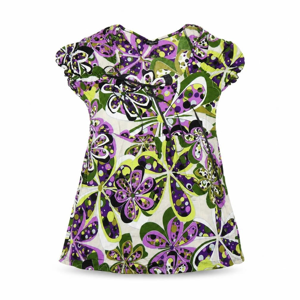 James Lakeland Womens Green Floral  Basic Blouse Size M
