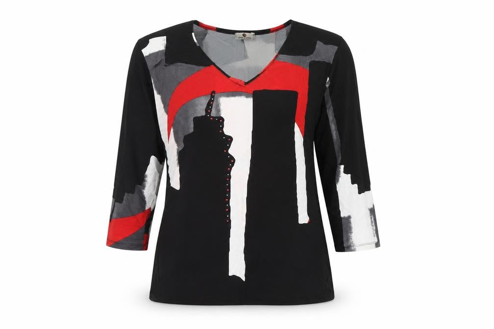 Punt Roma Womens Multicoloured Geometric  Basic Blouse Size M