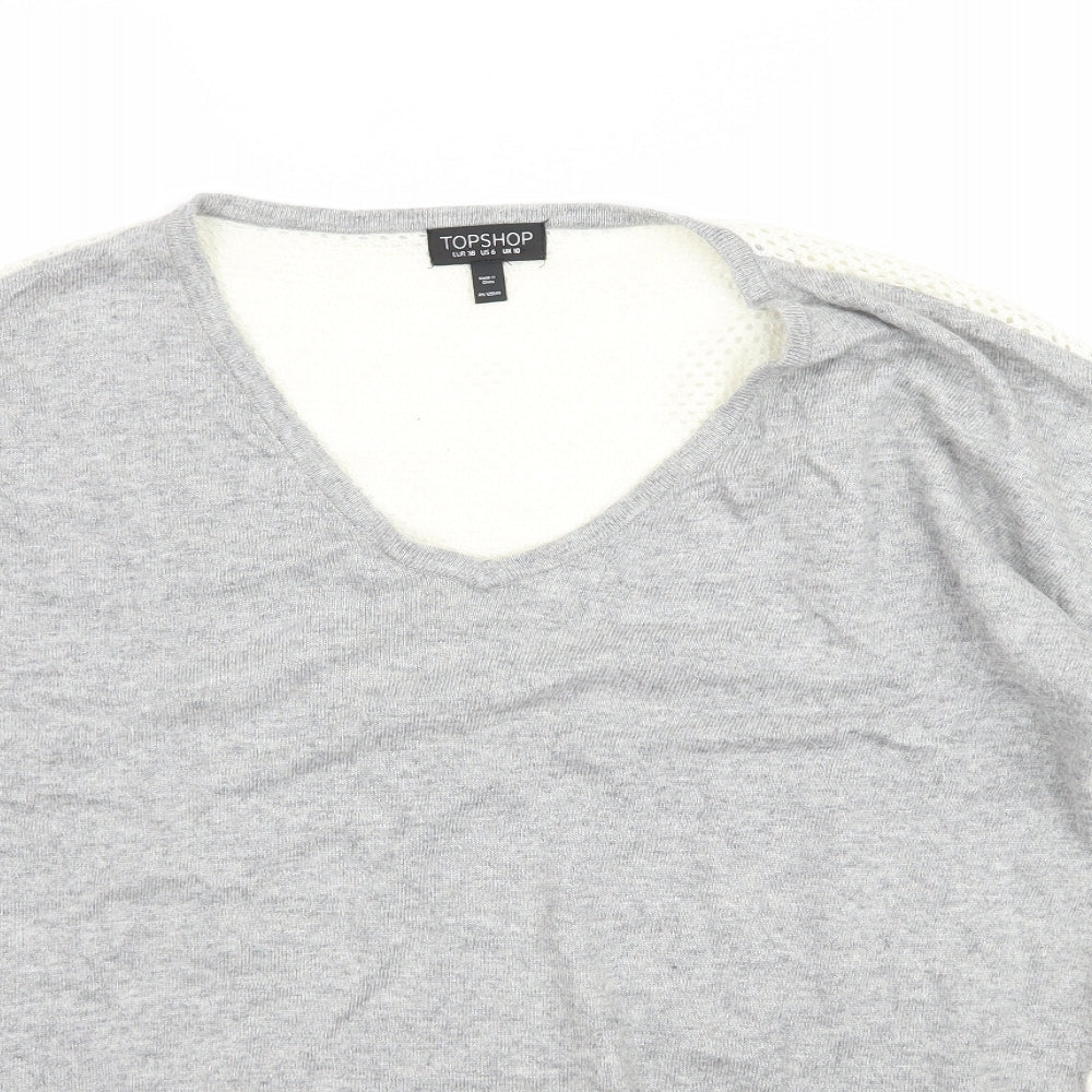 Topshop Womens Grey  Knit Basic Blouse Size 10