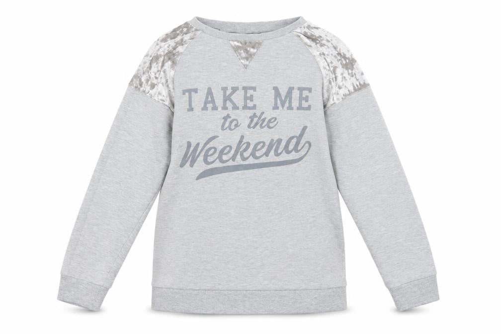 Peacocks Womens Grey   Pullover Sweatshirt Size 10  - Take Me To The Weekend