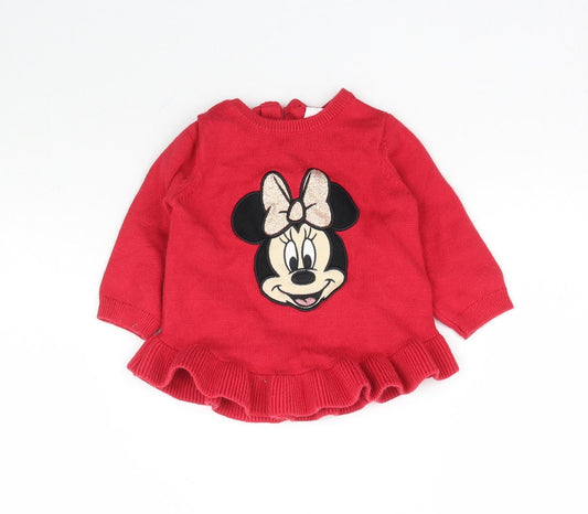 Disney Girls Red  Knit Basic Casual Size 0-3 Months  - Minnie Mouse