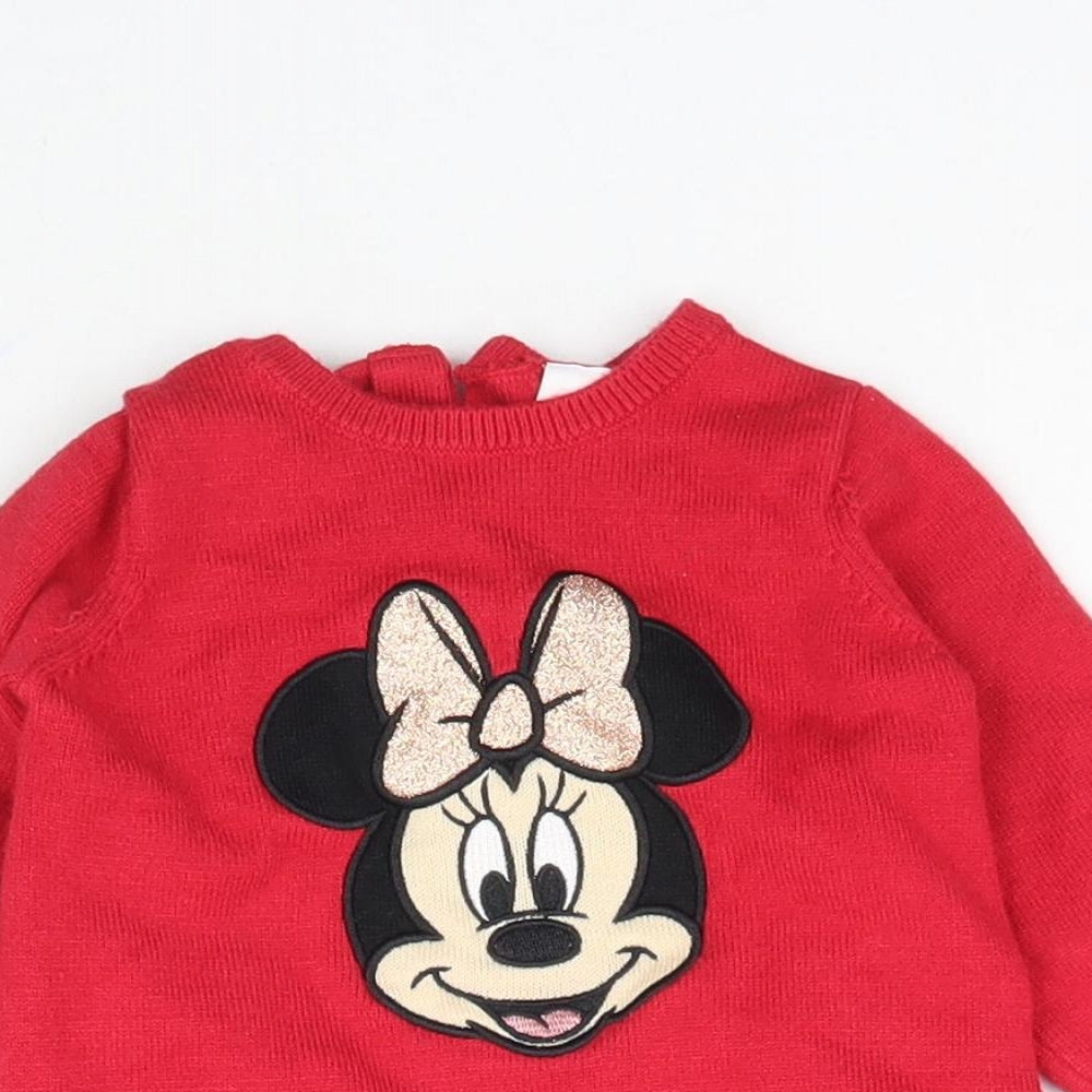 Disney Girls Red  Knit Basic Casual Size 0-3 Months  - Minnie Mouse