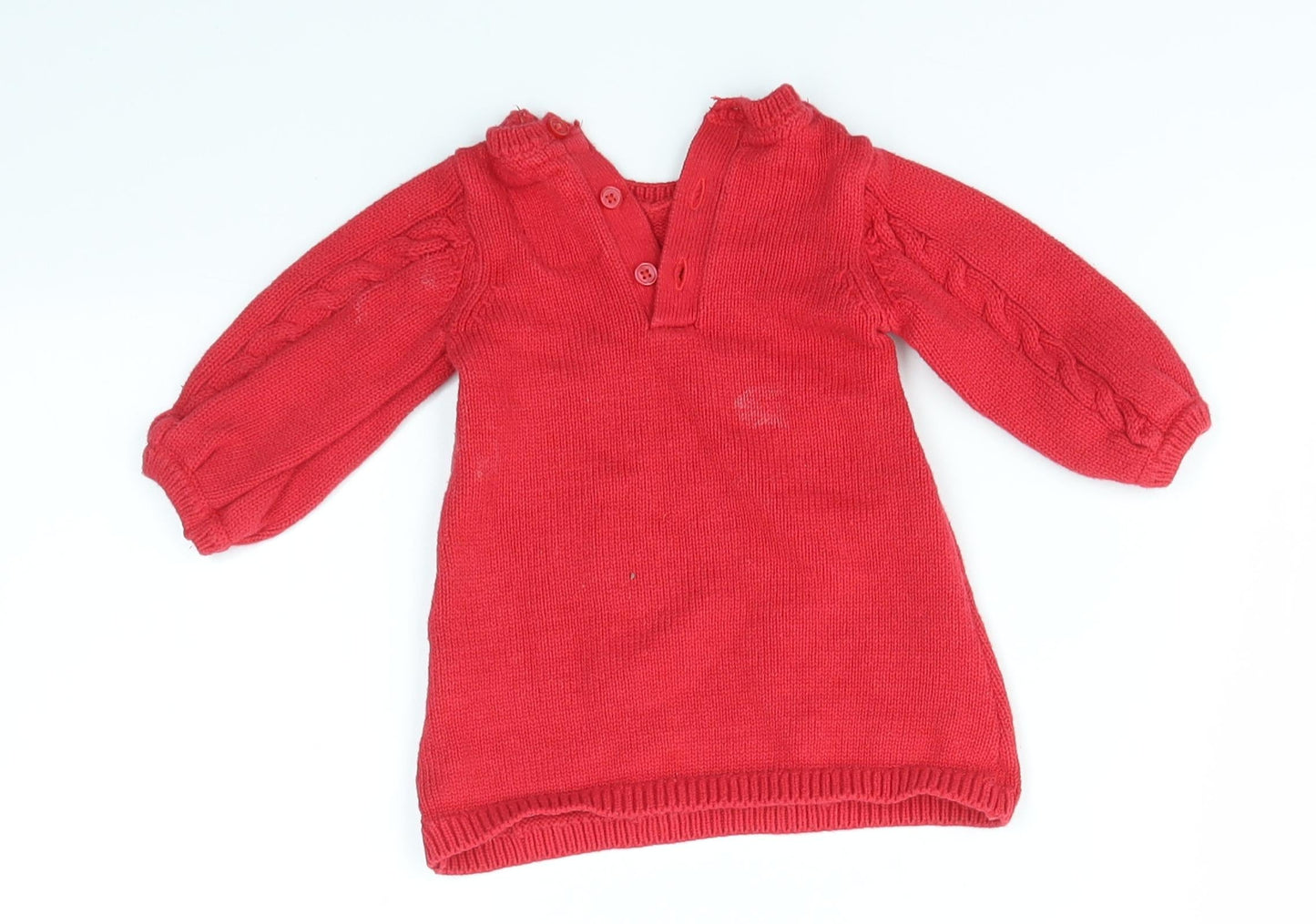 F&F Girls Red   Jumper Dress  Size 0-3 Months