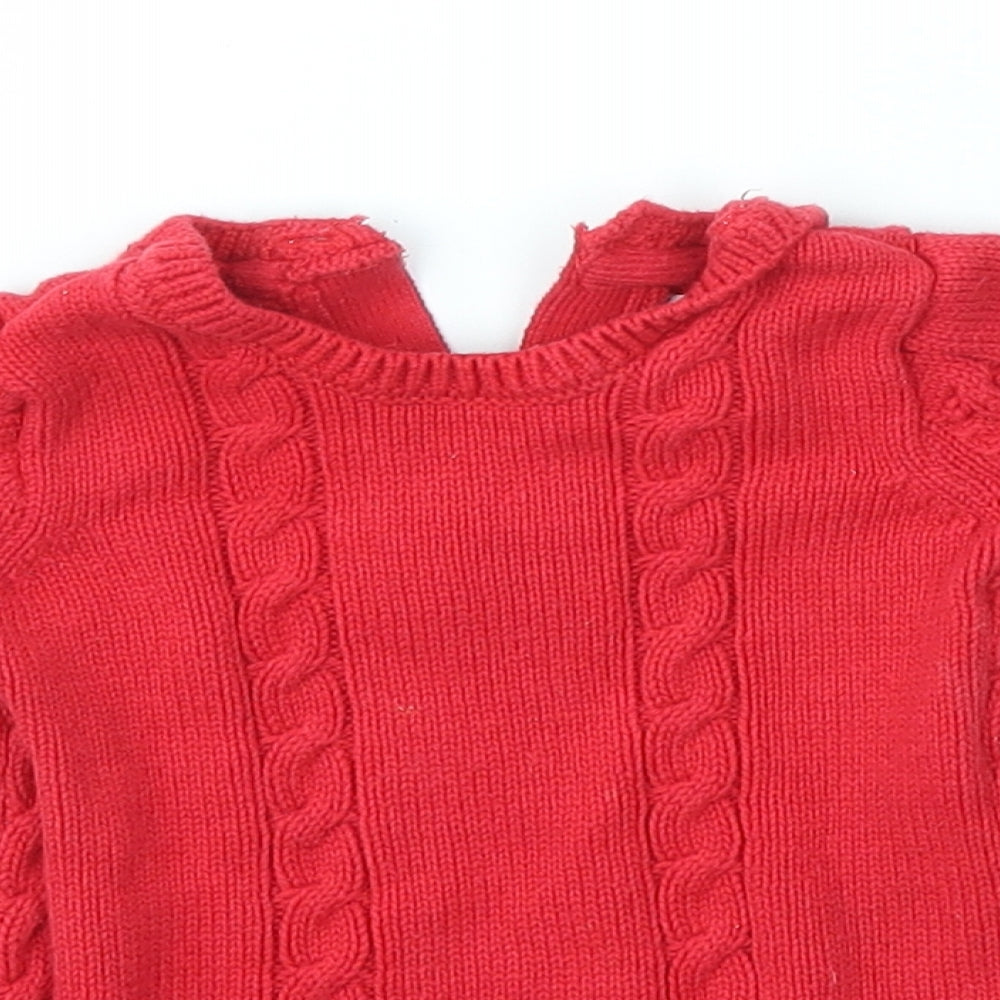 F&F Girls Red   Jumper Dress  Size 0-3 Months