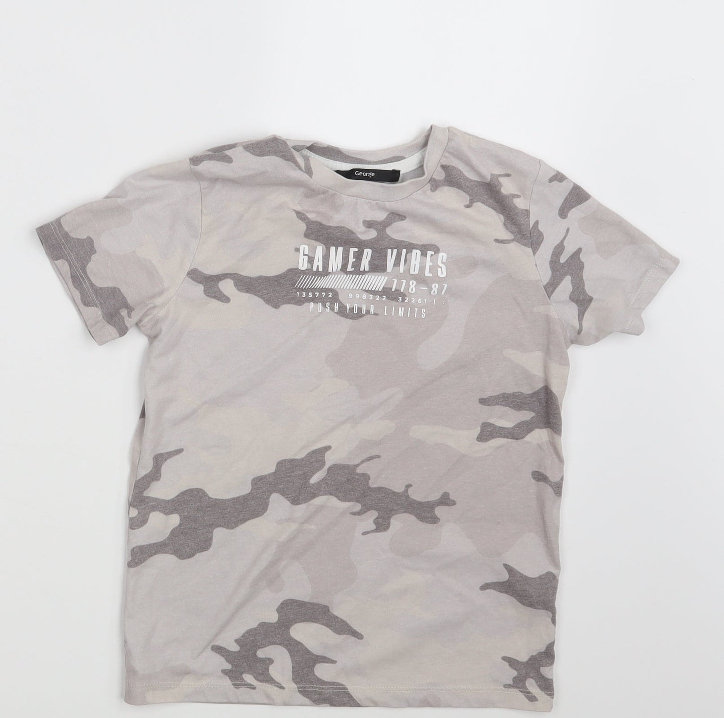 George Boys Beige Camouflage  Basic T-Shirt Size 7-8 Years