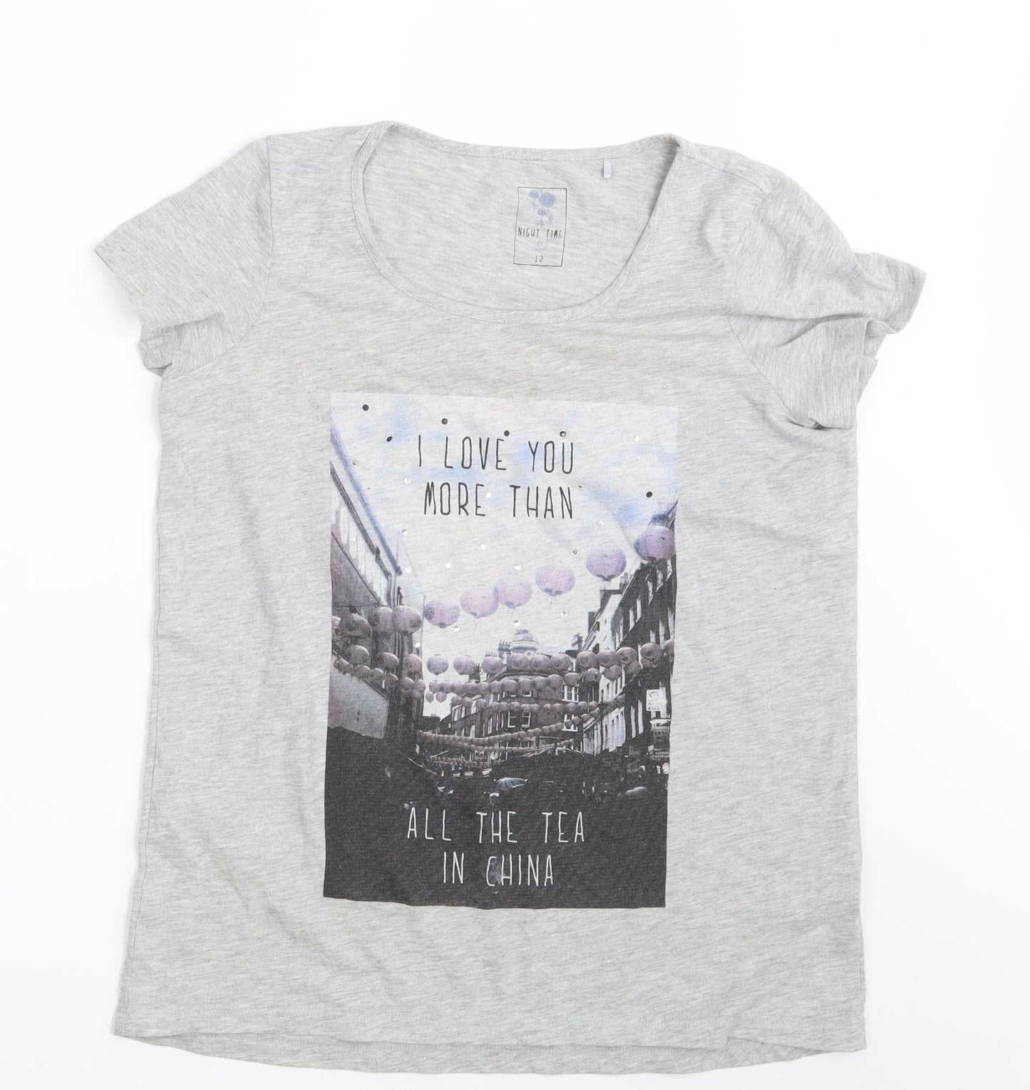 NEXT Womens Grey   Basic T-Shirt Size 12  - Nightwear