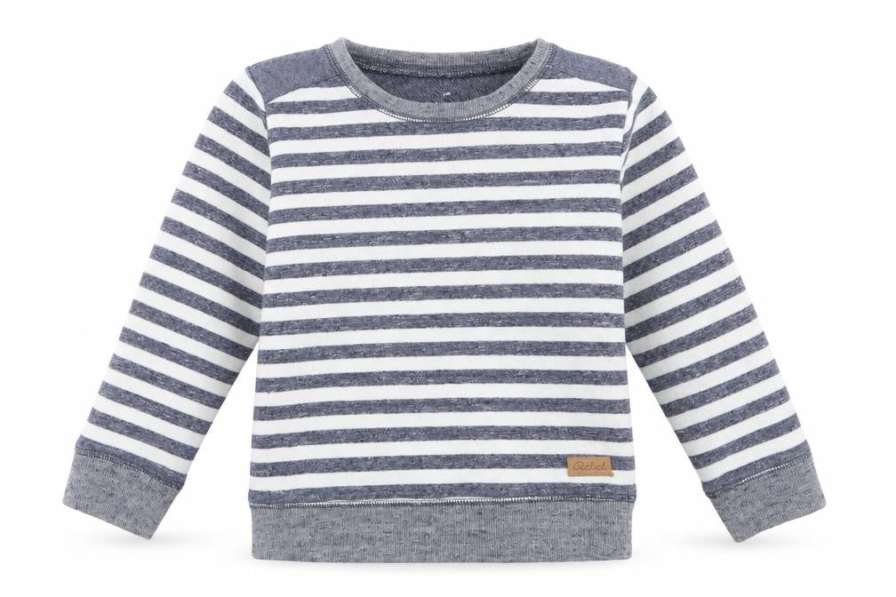 Rebel Boys White Striped  Pullover Sweatshirt Size 6-7 Years