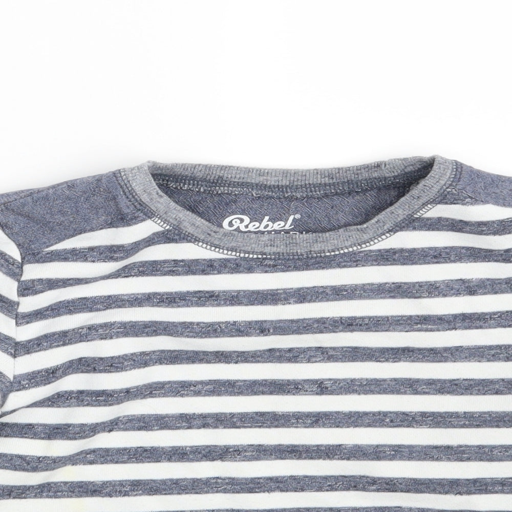 Rebel Boys White Striped  Pullover Sweatshirt Size 6-7 Years
