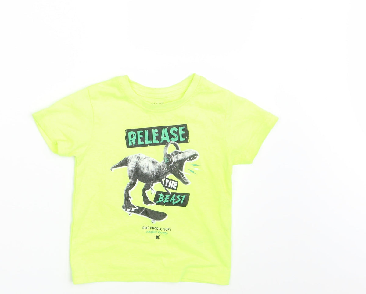 Primark Boys Yellow   Basic T-Shirt Size 2-3 Years