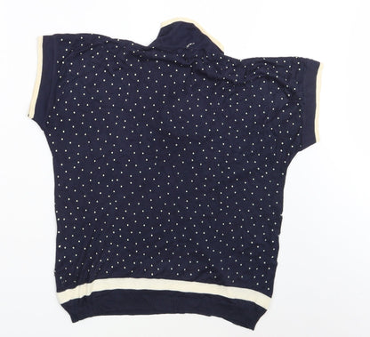 Fashion Extra Womens Blue Polka Dot  Pullover Sweatshirt Size 14