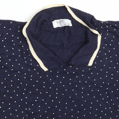 Fashion Extra Womens Blue Polka Dot  Pullover Sweatshirt Size 14
