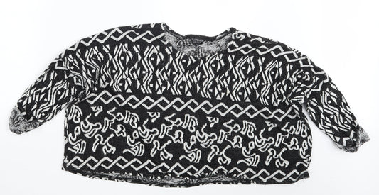 tOPSH Womens Black Argyle/Diamond  Pullover Jumper Size 8