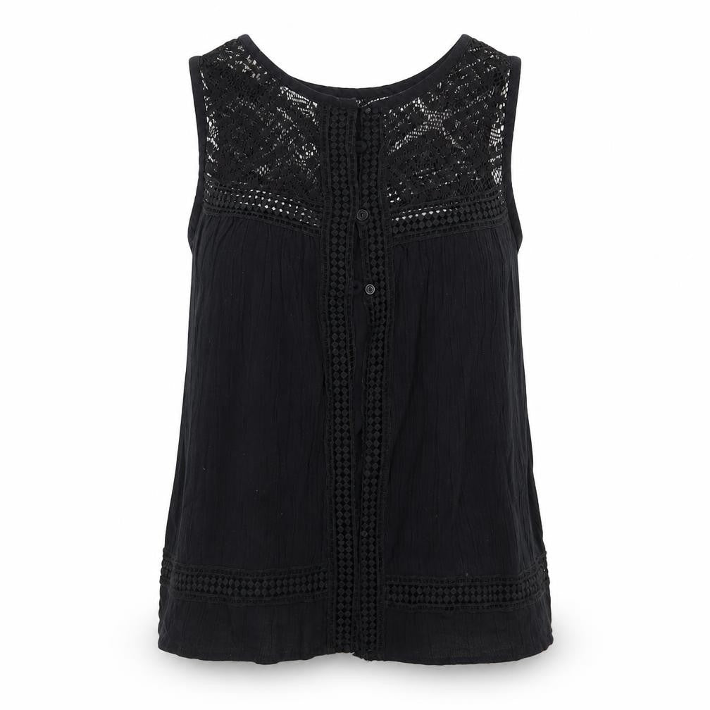 Ribbon Womens Black   Basic Button-Up Size 8