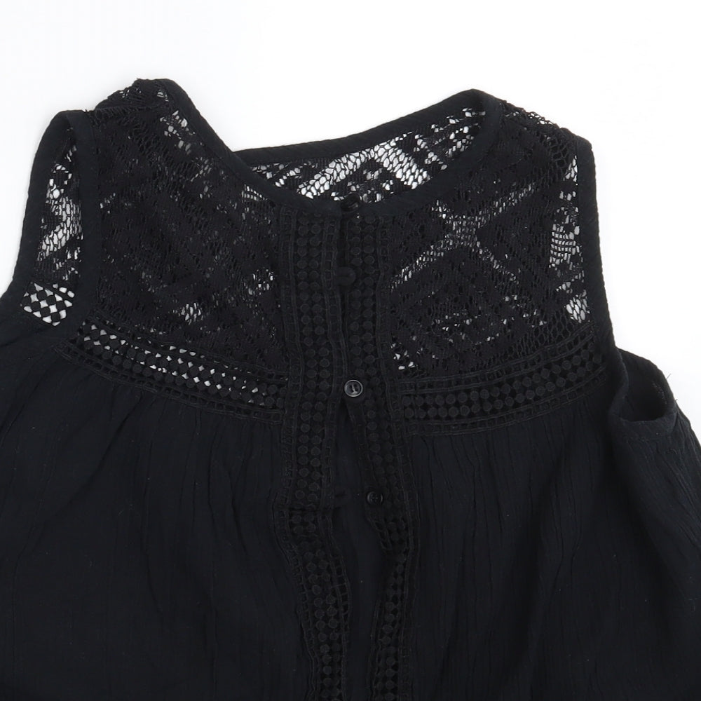 Ribbon Womens Black   Basic Button-Up Size 8
