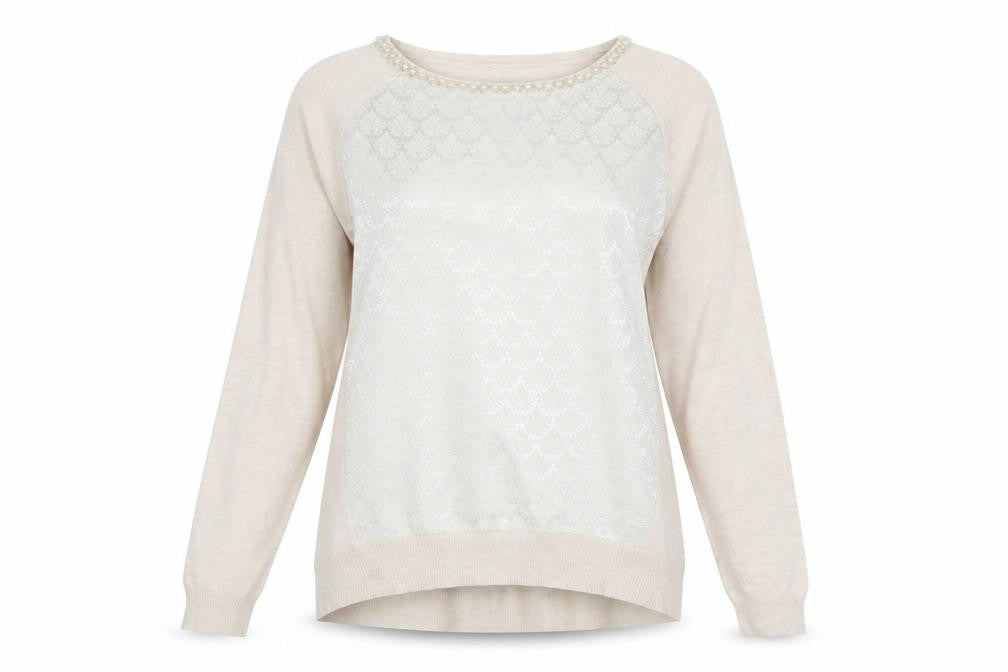 Oasis Womens Beige Floral  Pullover Jumper Size S