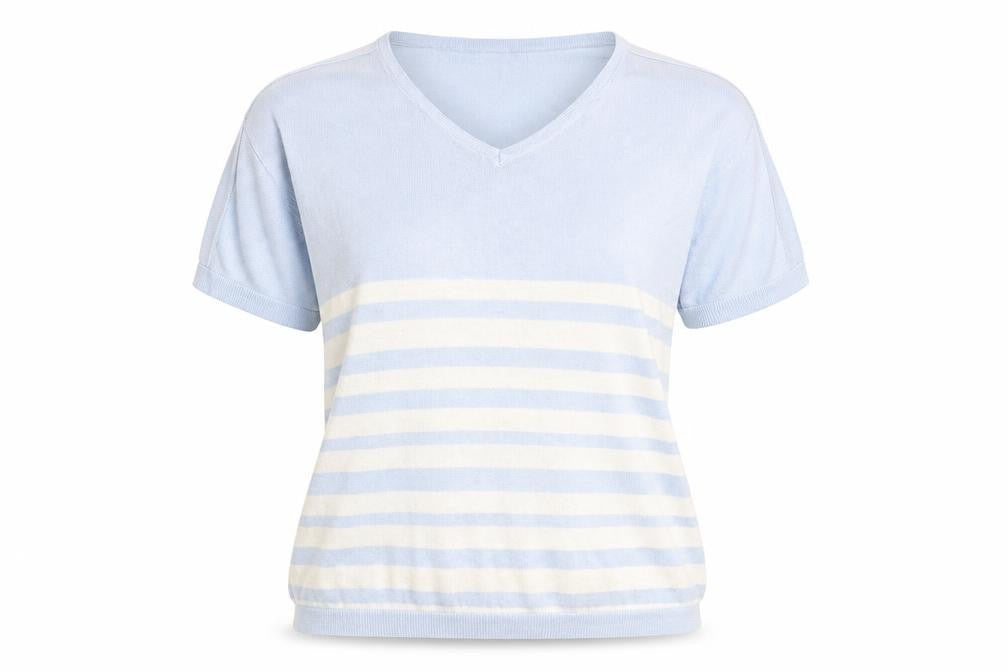 Sara Woman Womens Blue Striped  Pullover Sweatshirt Size 14
