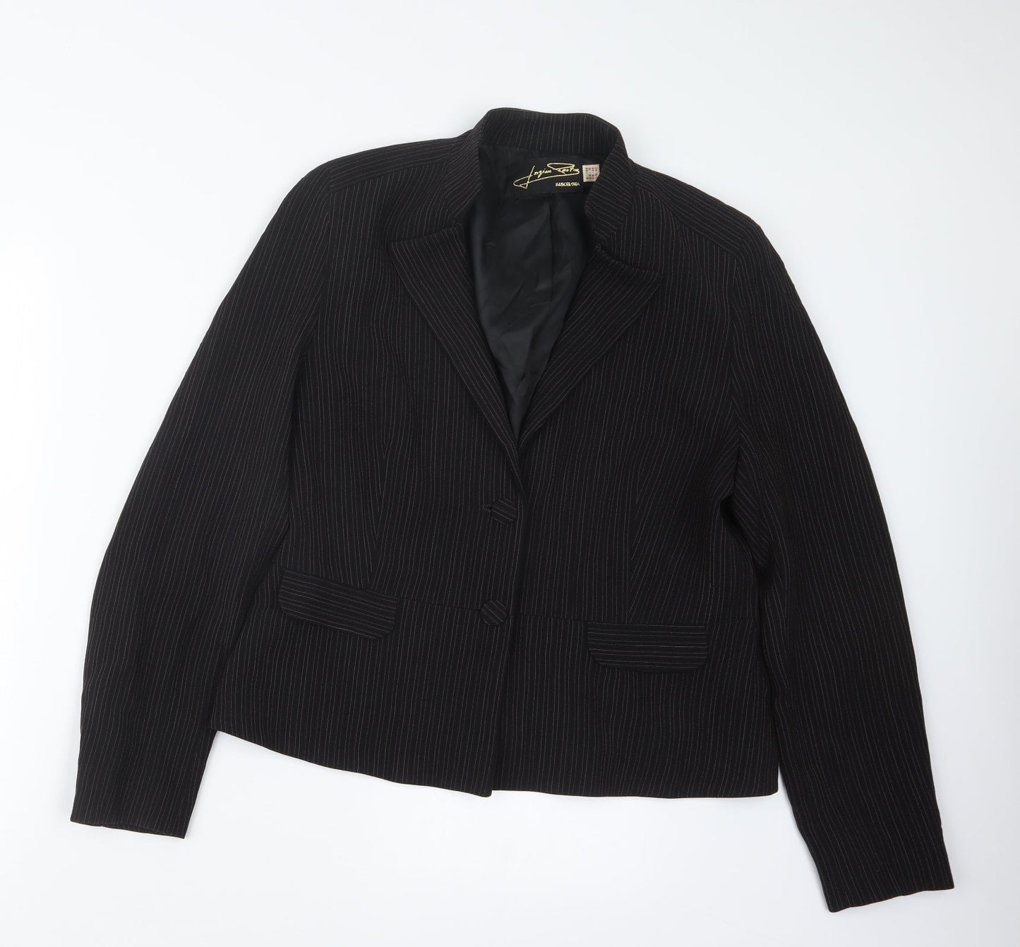 Logion Roots Womens Black Striped  Jacket  Size 16