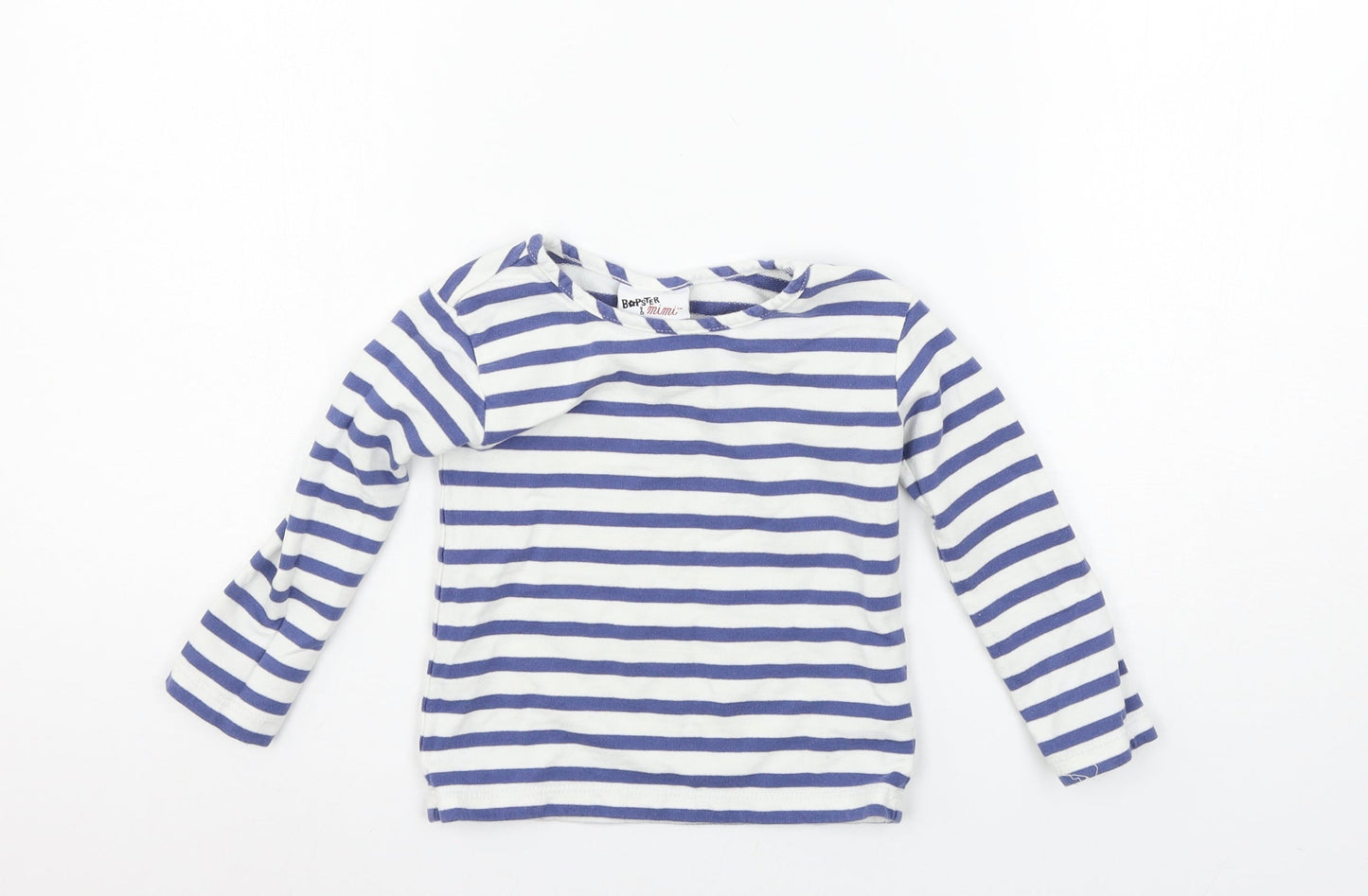 Bopster & Mimi Boys Blue Striped Jersey Basic T-Shirt Size 2 Years