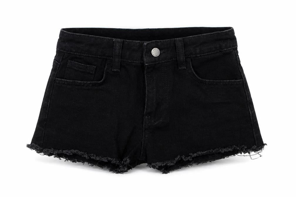 SheIn Girls Black  Denim Hot Pants Shorts Size 9 Years