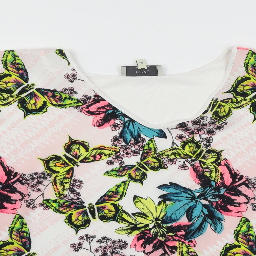 NEXT Womens White Floral Jersey Basic T-Shirt Size 14