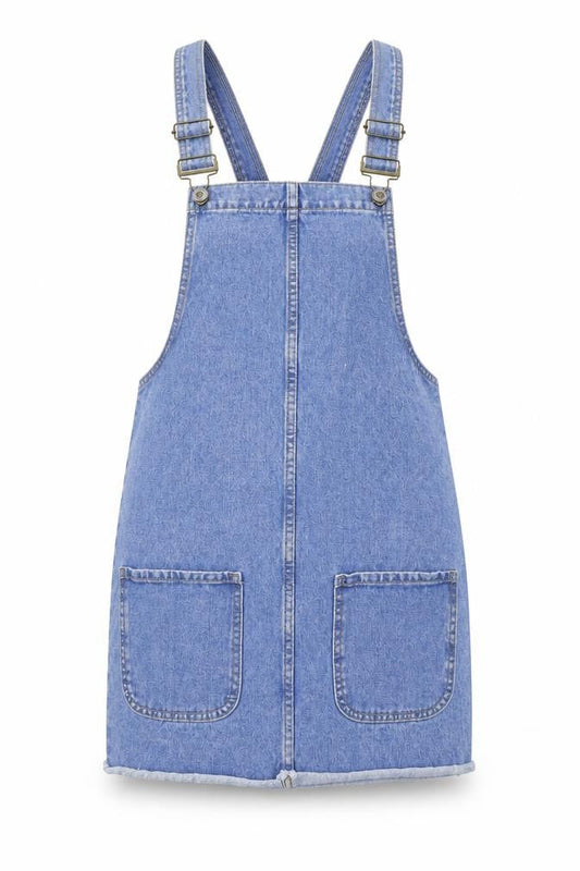 Denim & Co. Womens Blue  Denim Pinafore/Dungaree Dress  Size 8