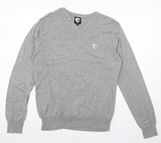 Swade Mens Grey  Knit Pullover Jumper Size L