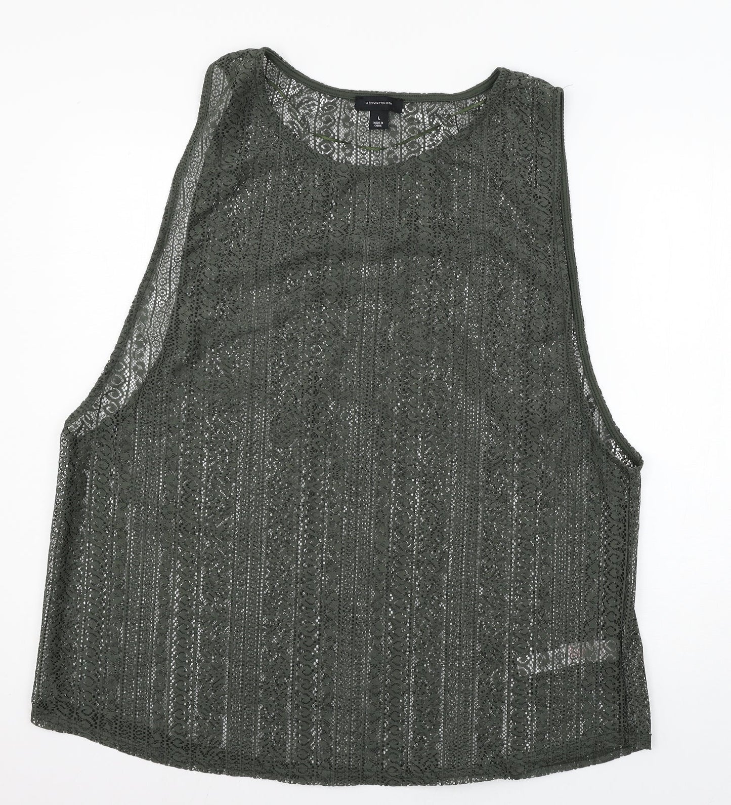 Atmosphere Womens Green  Lace Basic Tank Size L