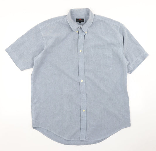 Petroleum Wear Mens Blue Check   Button-Up Size M