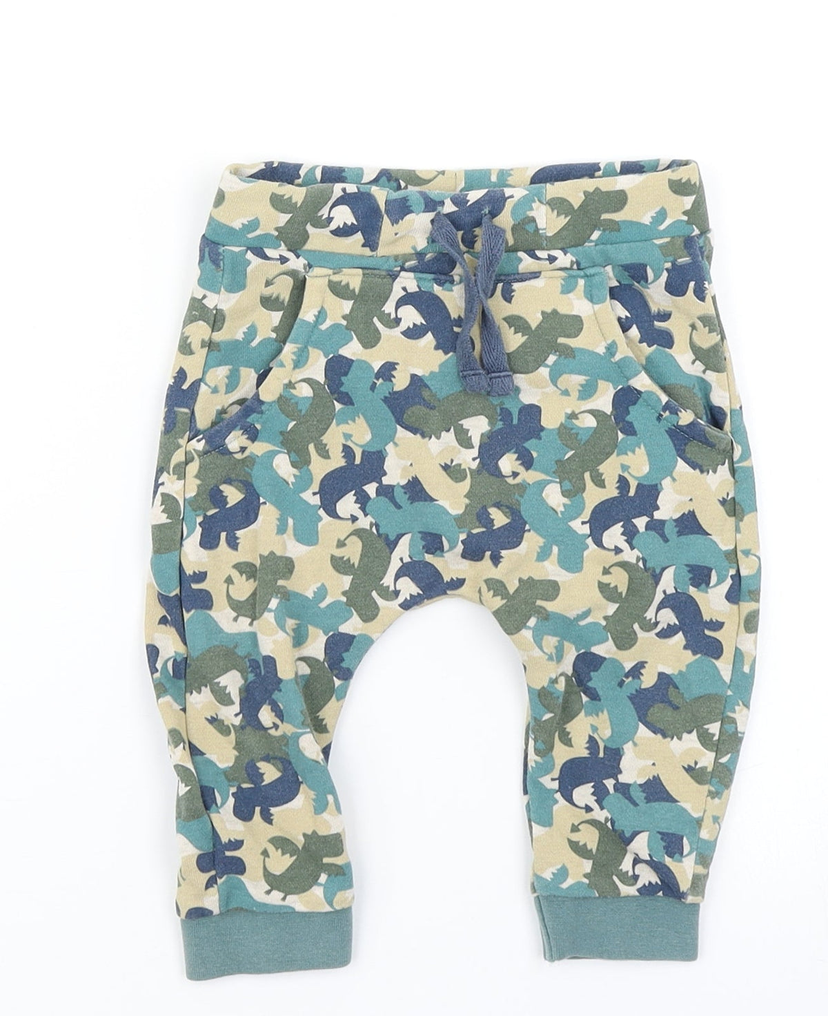 TU Boys Green Camouflage  Jogger Trousers Size 6-9 Months  - Dragon print