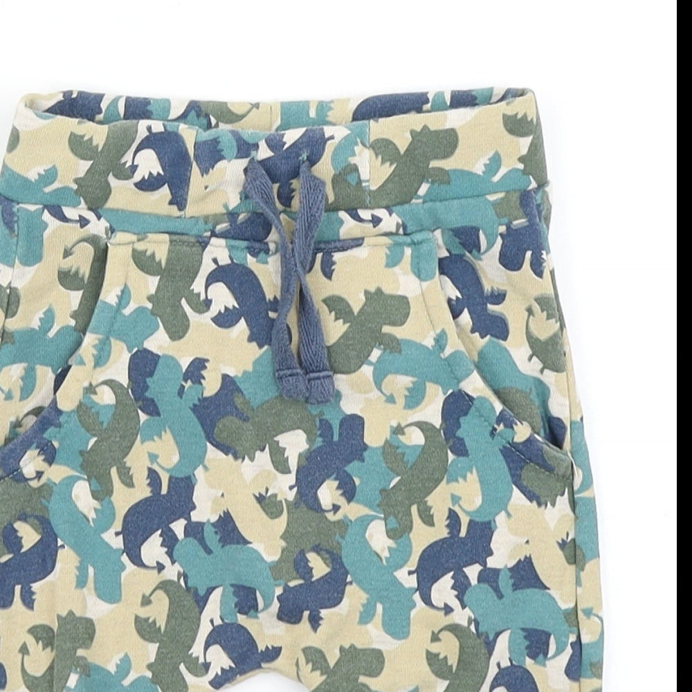 TU Boys Green Camouflage  Jogger Trousers Size 6-9 Months  - Dragon print