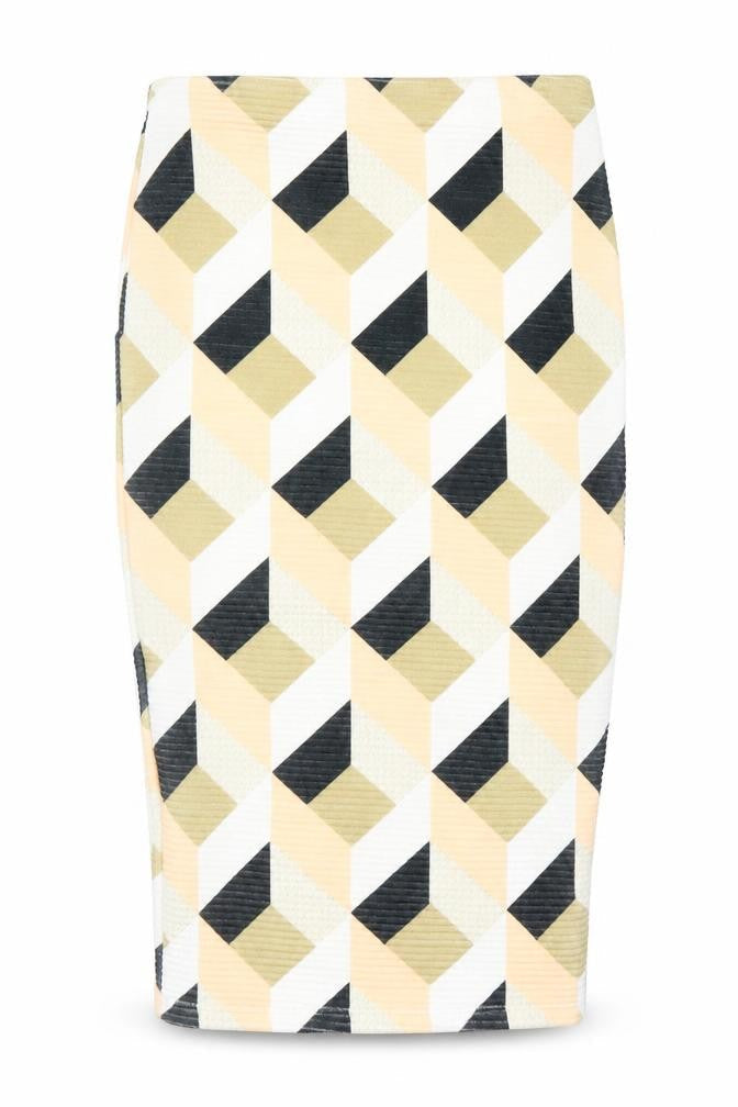 River Island Womens Yellow Geometric  Straight & Pencil Skirt Size 6